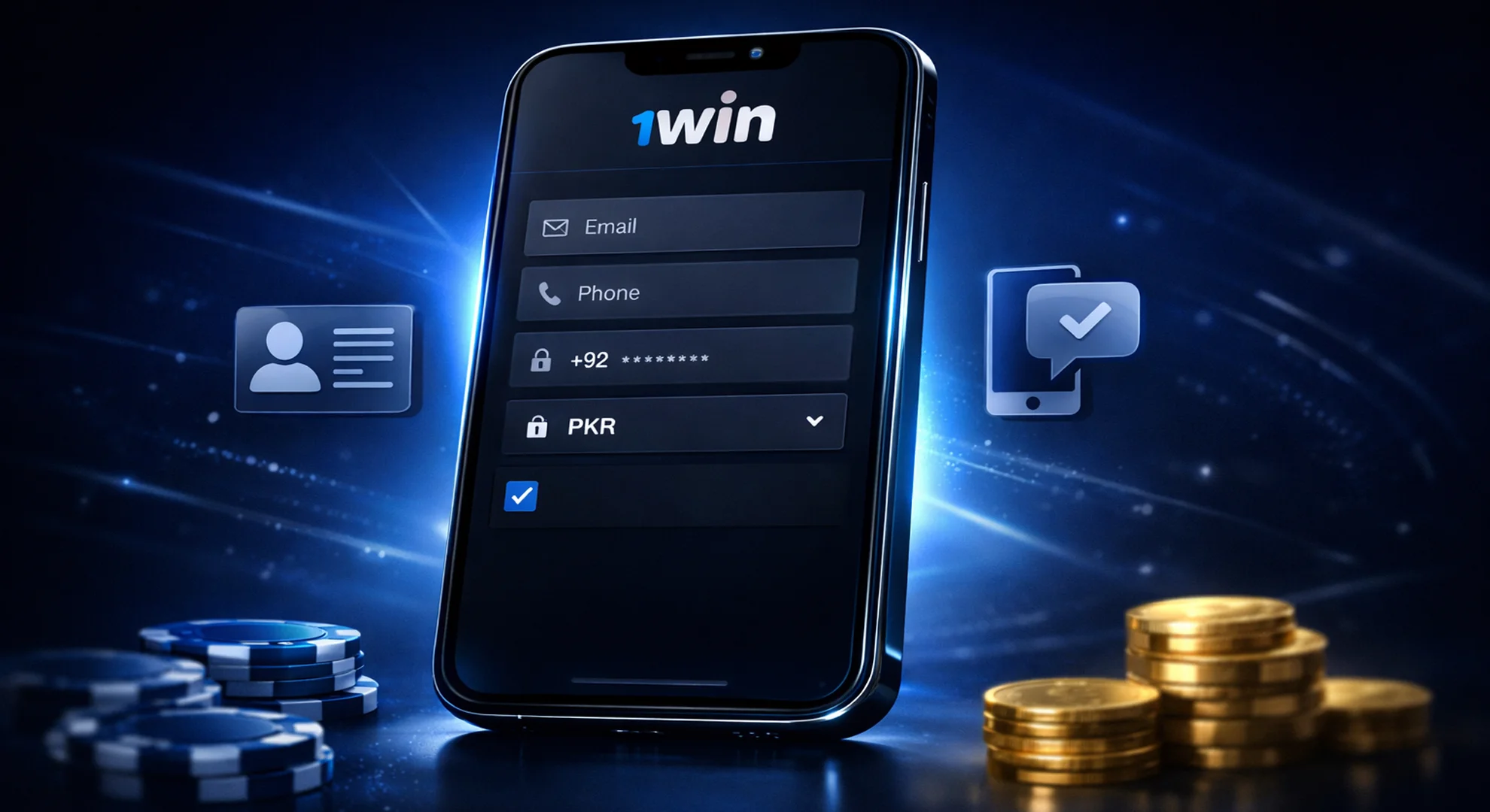 1win registration requirements form with PKR currency and age verification Pakistan