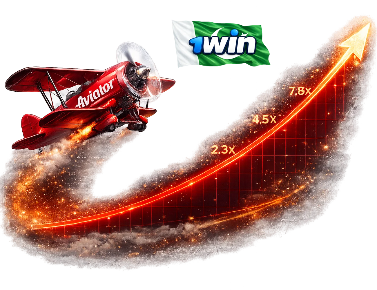 1win Aviator game interface with red plane soaring and high multiplier