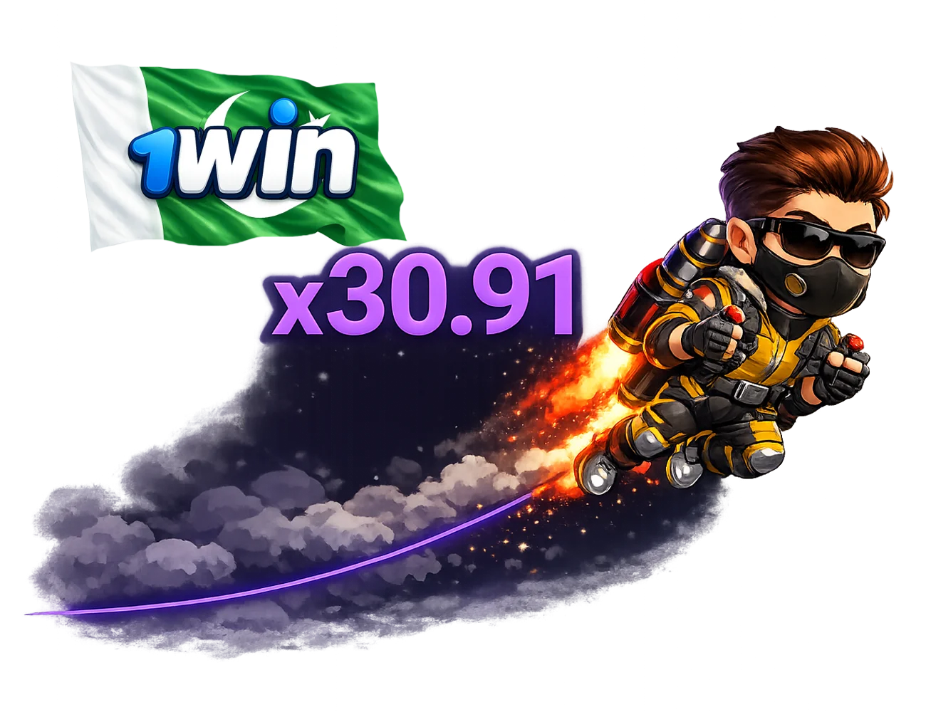 Lucky Joe blasting off in 1win Lucky Jet, hitting high multipliers for Pakistani players