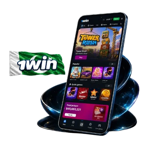 Tower Rush game featured on the 1win mobile app screen