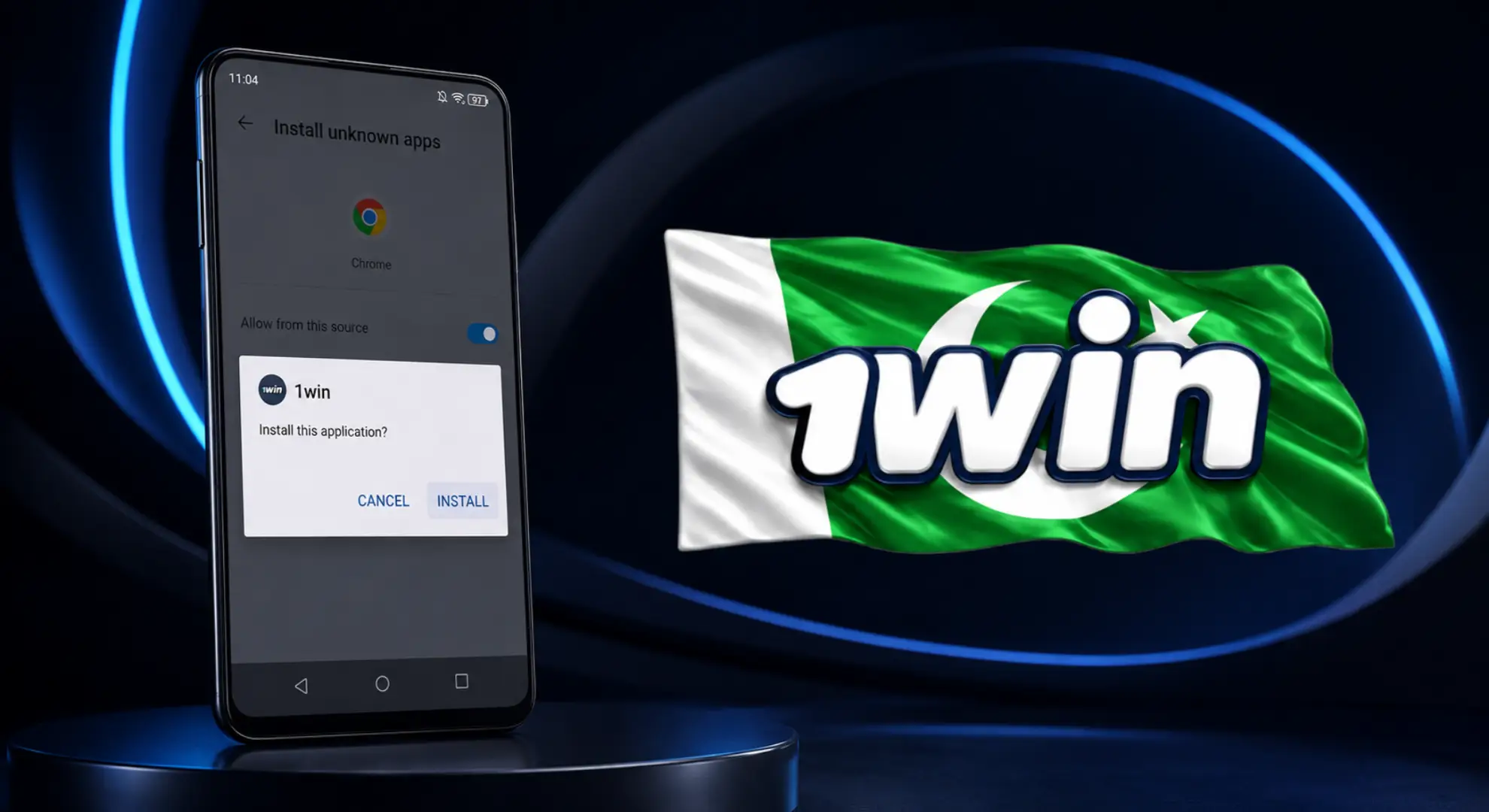 Install 1win APK application on Android smartphone